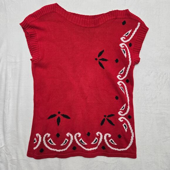 Breckenridge Womens Vintage 90s Western Cottage Bandana Knit Tunic Sweater M - Picture 1 of 12